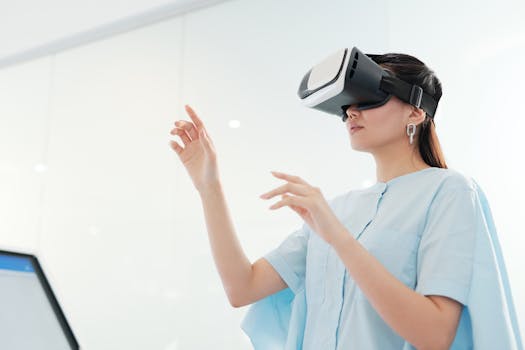 Woman using Virtual Reality Headset